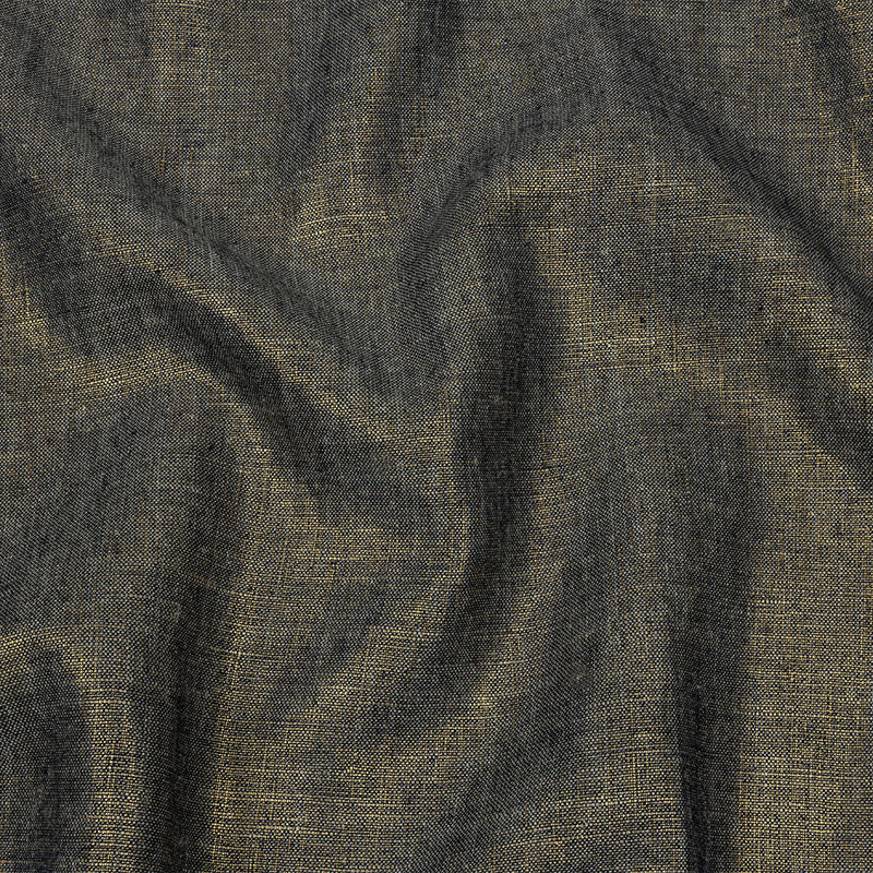 Metallic Gold and True Navy Foiled Medium Weight Linen Woven