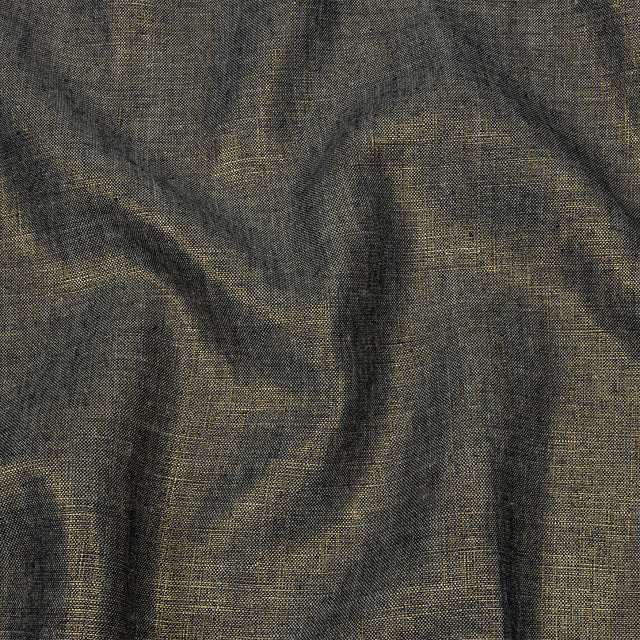 Metallic Gold and True Navy Foiled Medium Weight Linen Woven