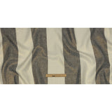 Navy and Tofu Awning Striped Medium Weight Linen Woven with Gold Foil