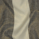 Navy and Tofu Awning Striped Medium Weight Linen Woven with Gold Foil