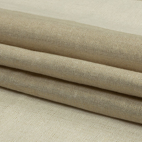 Beige and Ivory Awning Striped Medium Weight Linen Woven with Gold Foil