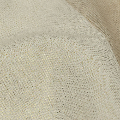 Beige and Ivory Awning Striped Medium Weight Linen Woven with Gold Foil