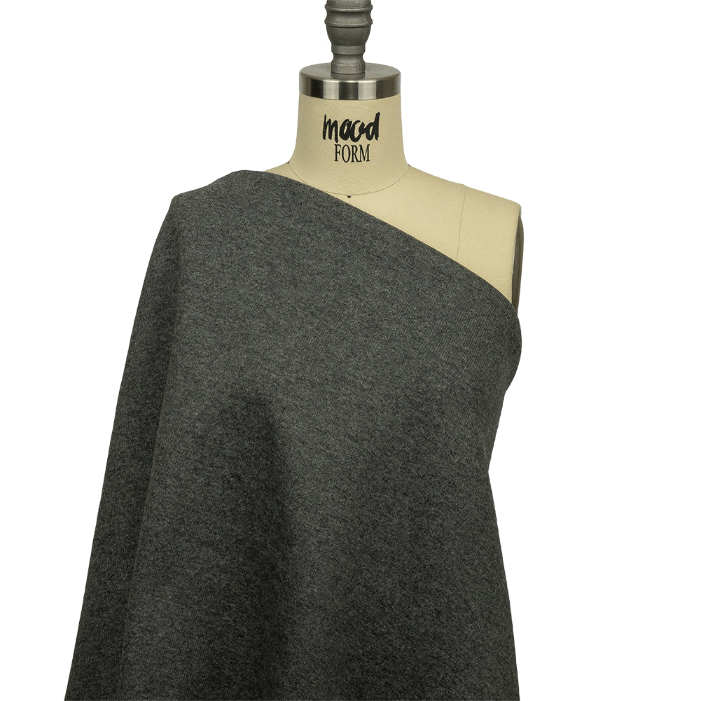 Famous Designer Heathered Gray Blended Wool Double Knit