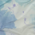 Italian Sky, Lime and Barely Blue Watercolor Flowers Warp Printed Polyester Faille