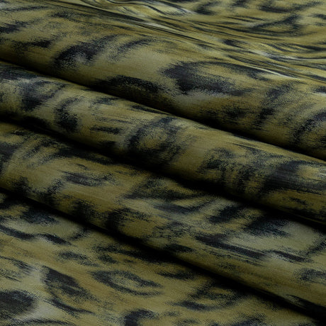 Italian Olive Green and Blue Graphite Spotted Warp Printed Polyester Faille