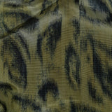 Italian Olive Green and Blue Graphite Spotted Warp Printed Polyester Faille