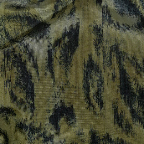Italian Olive Green and Blue Graphite Spotted Warp Printed Polyester Faille