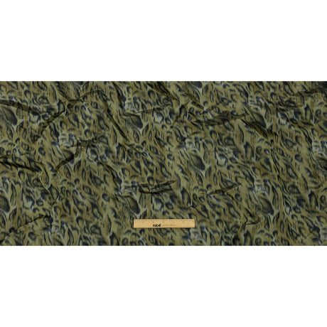 Italian Olive Green and Blue Graphite Spotted Warp Printed Polyester Faille