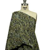 Italian Olive Green and Blue Graphite Spotted Warp Printed Polyester Faille