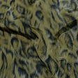 Italian Olive Green and Blue Graphite Spotted Warp Printed Polyester Faille