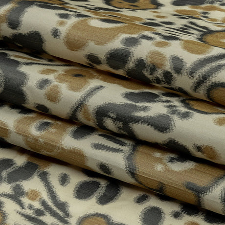 Italian Tan, Beige and Basalt Floral Warp Printed Polyester Faille