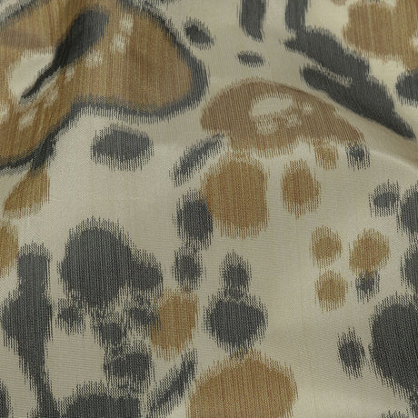 Italian Tan, Beige and Basalt Floral Warp Printed Polyester Faille