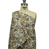 Italian Tan, Beige and Basalt Floral Warp Printed Polyester Faille