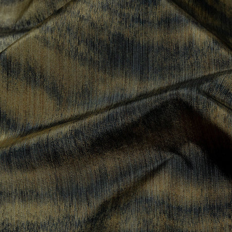 Italian Golden Olive and Black Tiger Stripes Warp Printed Polyester Faille