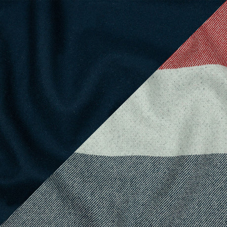 Famous Designer Red, White and Navy Stripes Brushed Twill Double Cloth Coating