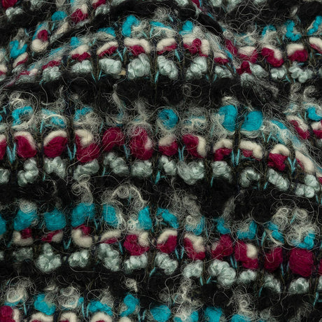 Charcoal, Magenta and Turquoise Striped Boucle Chunky Wool Sweater Knit