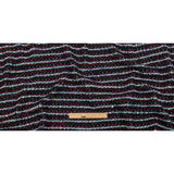 Navy, Sky Blue and Red Violet Striped Boucle Chunky Wool Sweater Knit