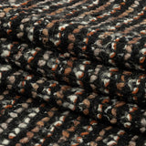 Black, Orange and Tan Striped Boucle Chunky Wool Sweater Knit