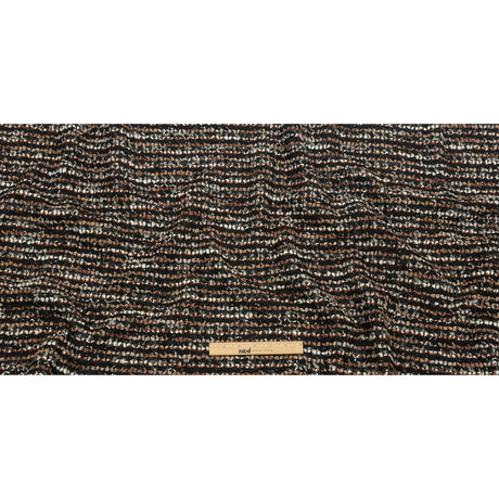 Black, Orange and Tan Striped Boucle Chunky Wool Sweater Knit