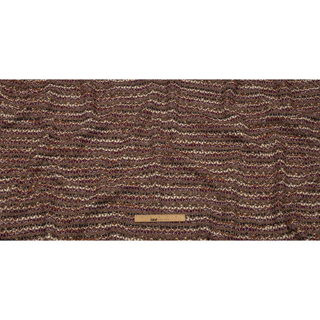 Magenta, Beige and Burnt Orange Striped Chunky Wool Blend Boucle Sweater Knit