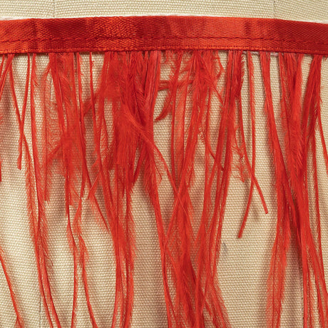 Ostrich Feather Fringe Trim 5" Single Ply - Red - Aviana Collection