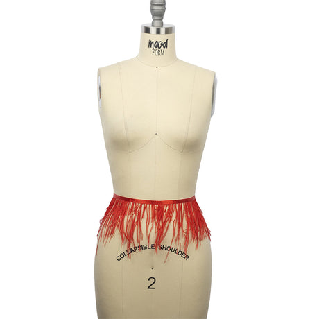 Ostrich Feather Fringe Trim 5" Single Ply - Red - Aviana Collection