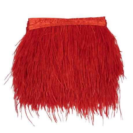 Ostrich Feather Fringe Trim 5" Single Ply - Red - Aviana Collection