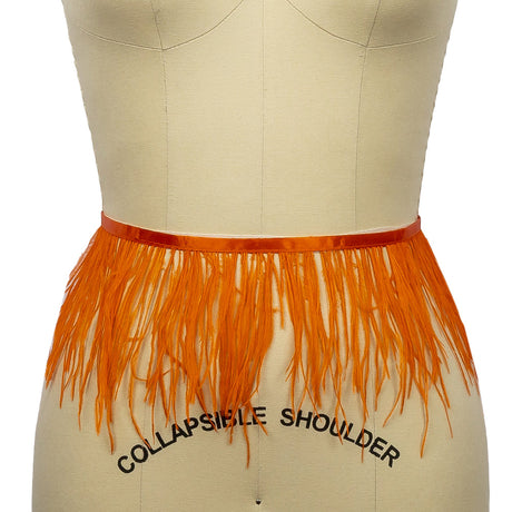 Ostrich Feather Fringe Trim 5" Single Ply - Orange - Aviana Collection
