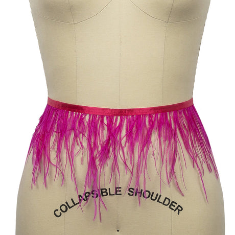 Ostrich Feather Fringe Trim 5" Single Ply - Fuchsia - Aviana Collection