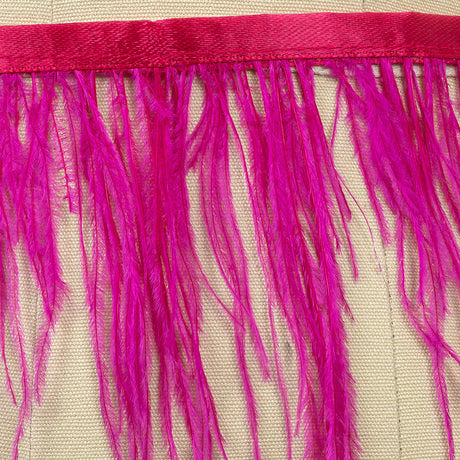 Ostrich Feather Fringe Trim 5" Single Ply - Fuchsia - Aviana Collection