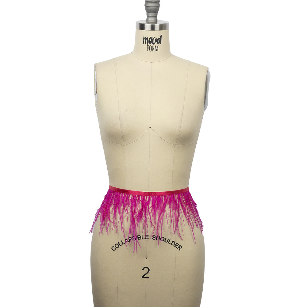 Ostrich Feather Fringe Trim 5" Single Ply - Fuchsia - Aviana Collection