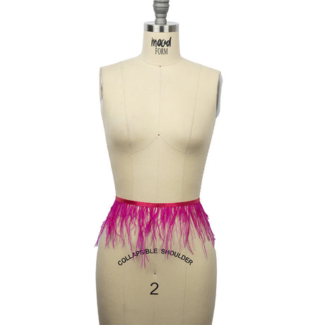 Ostrich Feather Fringe Trim 5" Single Ply - Fuchsia - Aviana Collection
