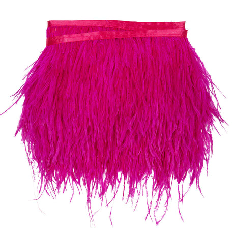 Ostrich Feather Fringe Trim 5" Single Ply - Fuchsia - Aviana Collection