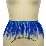 Ostrich Feather Fringe Trim 5" Single Ply - Blue - Aviana Collection