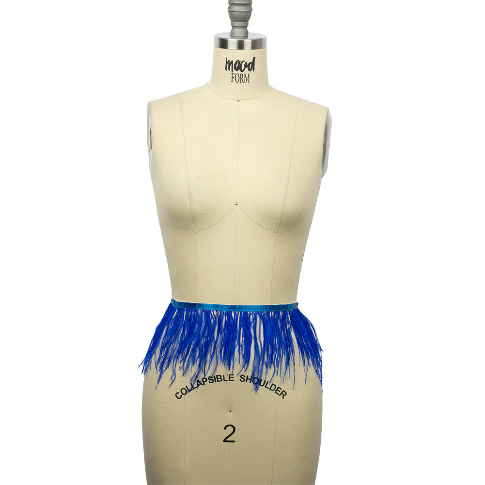 Ostrich Feather Fringe Trim 5" Single Ply - Blue - Aviana Collection