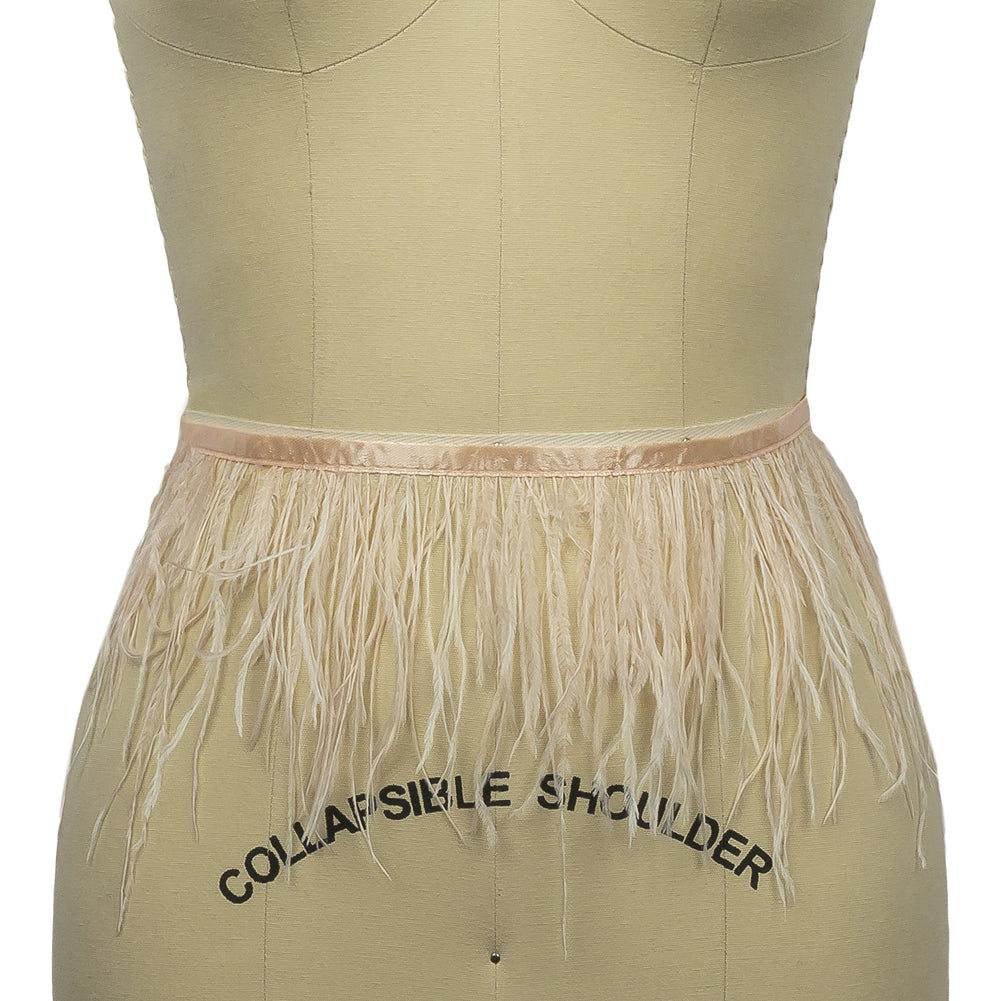 Ostrich Feather Fringe Trim 5" Single Ply - Peach - Aviana Collection