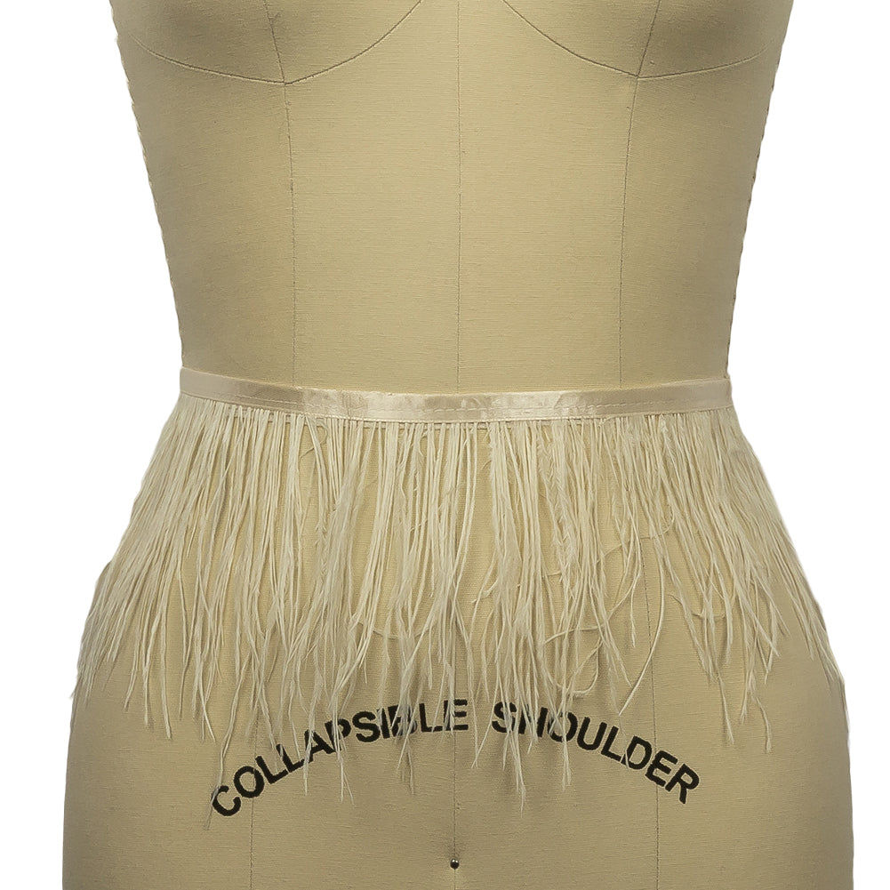 Ostrich Feather Fringe Trim 5" Single Ply - Bone White - Aviana Collection