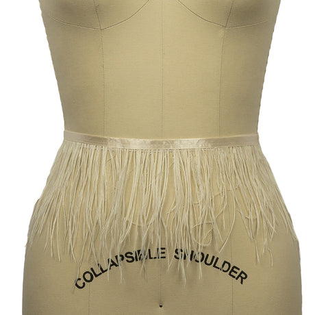 Ostrich Feather Fringe Trim 5" Single Ply - Bone White - Aviana Collection