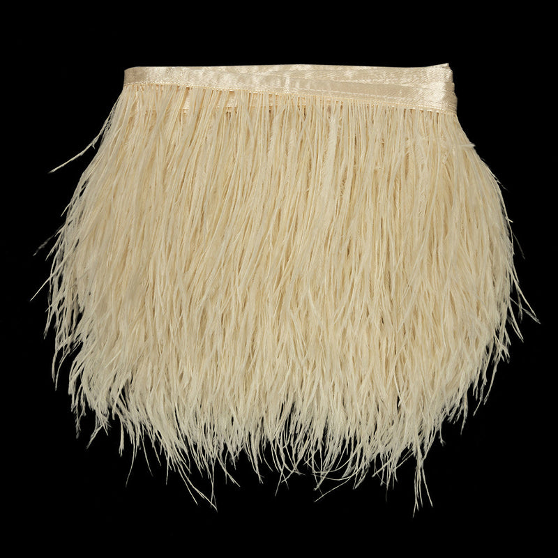 Ostrich Feather Fringe Trim 5" Single Ply - Bone White - Aviana Collection