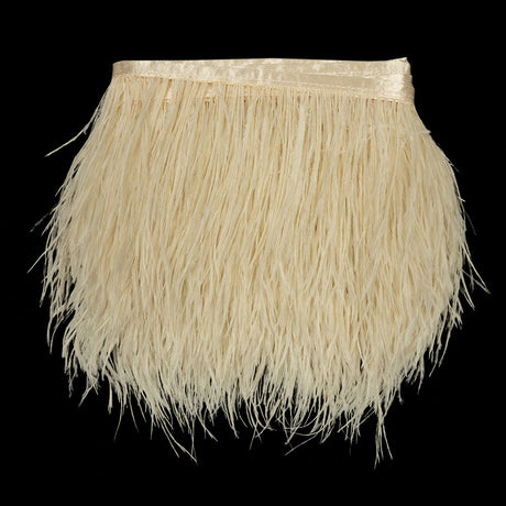 Ostrich Feather Fringe Trim 5" Single Ply - Bone White - Aviana Collection