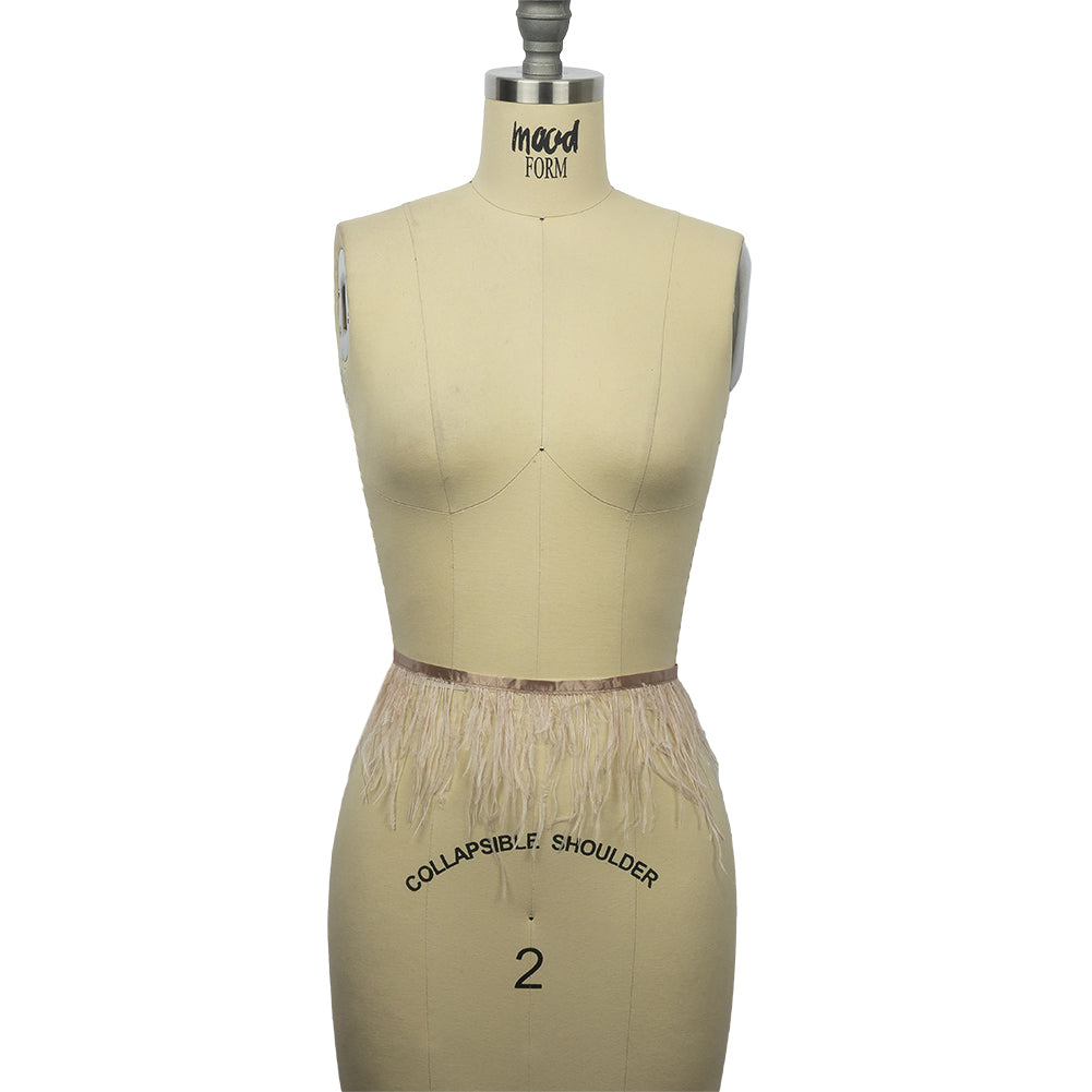 Ostrich Feather Fringe Trim 5" Single Ply - Nude - Aviana Collection