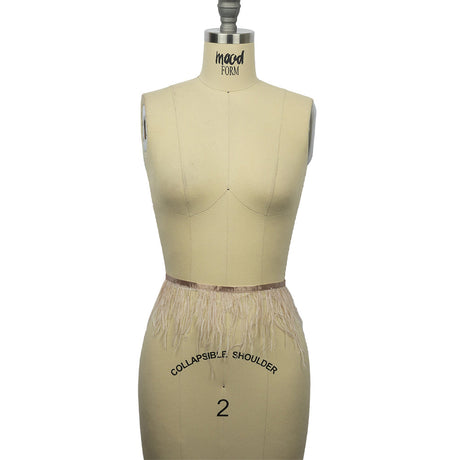 Ostrich Feather Fringe Trim 5" Single Ply - Nude - Aviana Collection