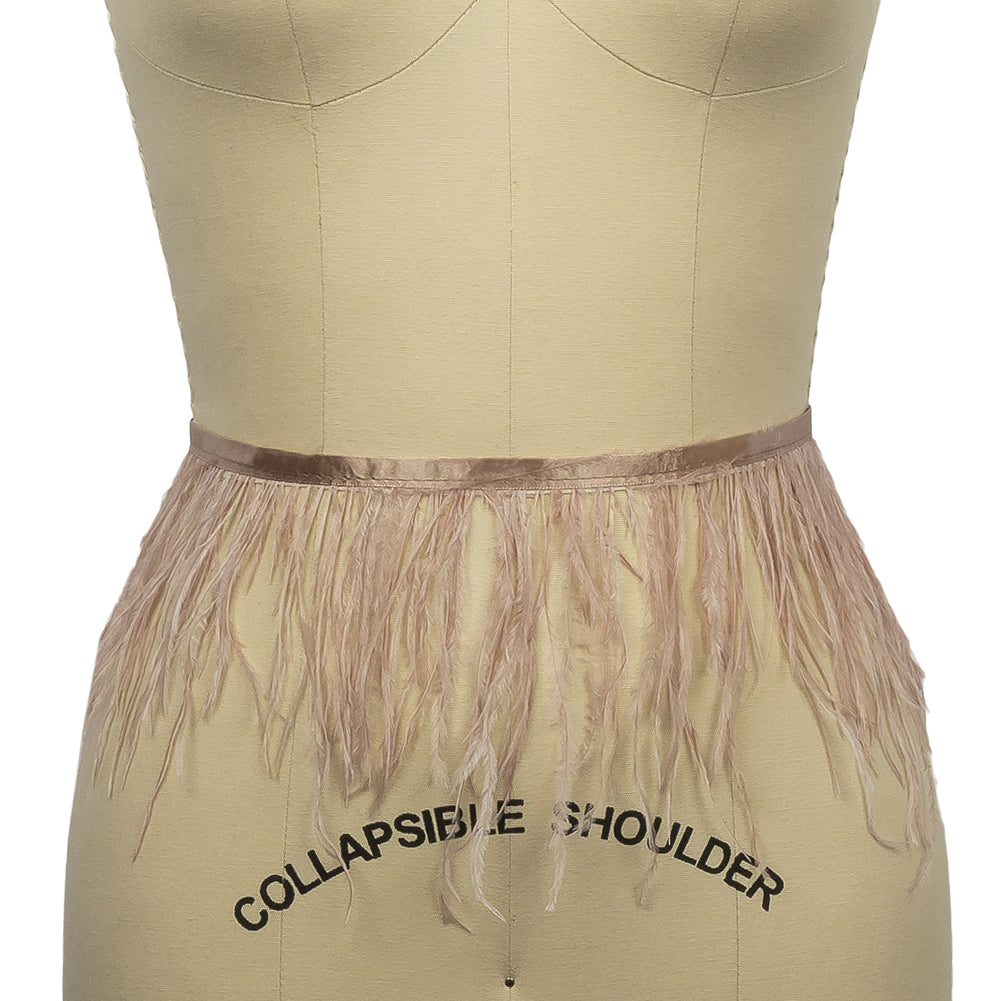 Ostrich Feather Fringe Trim 5" Single Ply - Blush - Aviana Collection