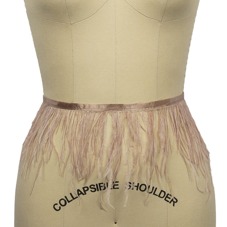 Ostrich Feather Fringe Trim 5" Single Ply - Blush - Aviana Collection