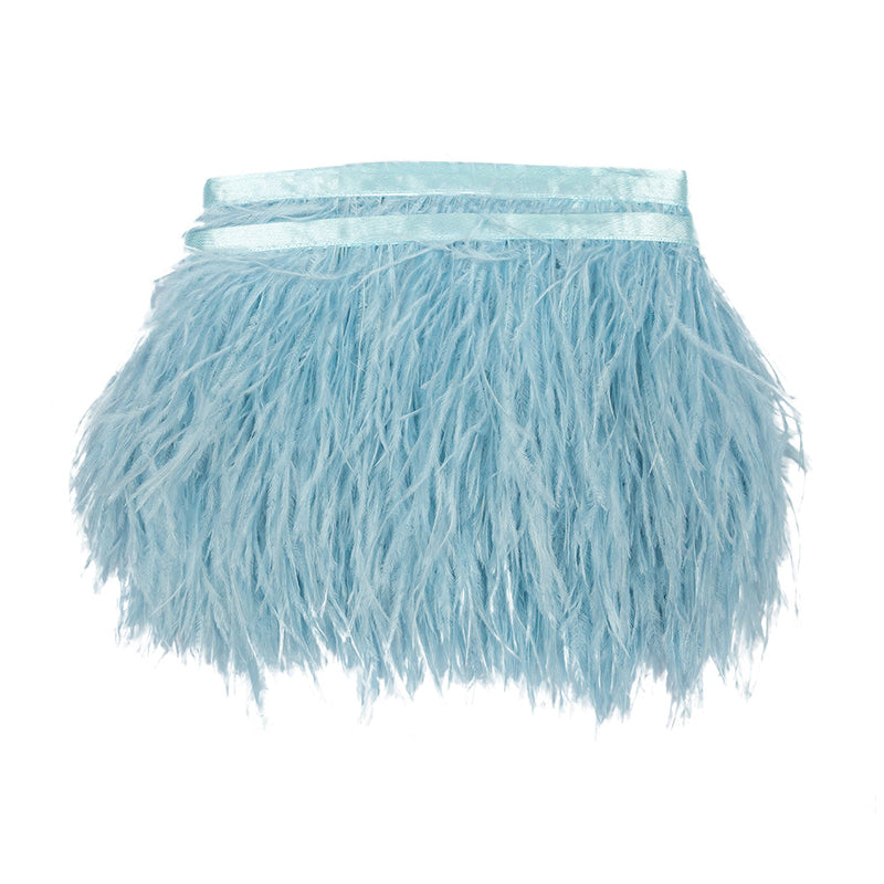Ostrich Feather Fringe Trim 5" Single Ply - Baby Blue - Aviana Collection