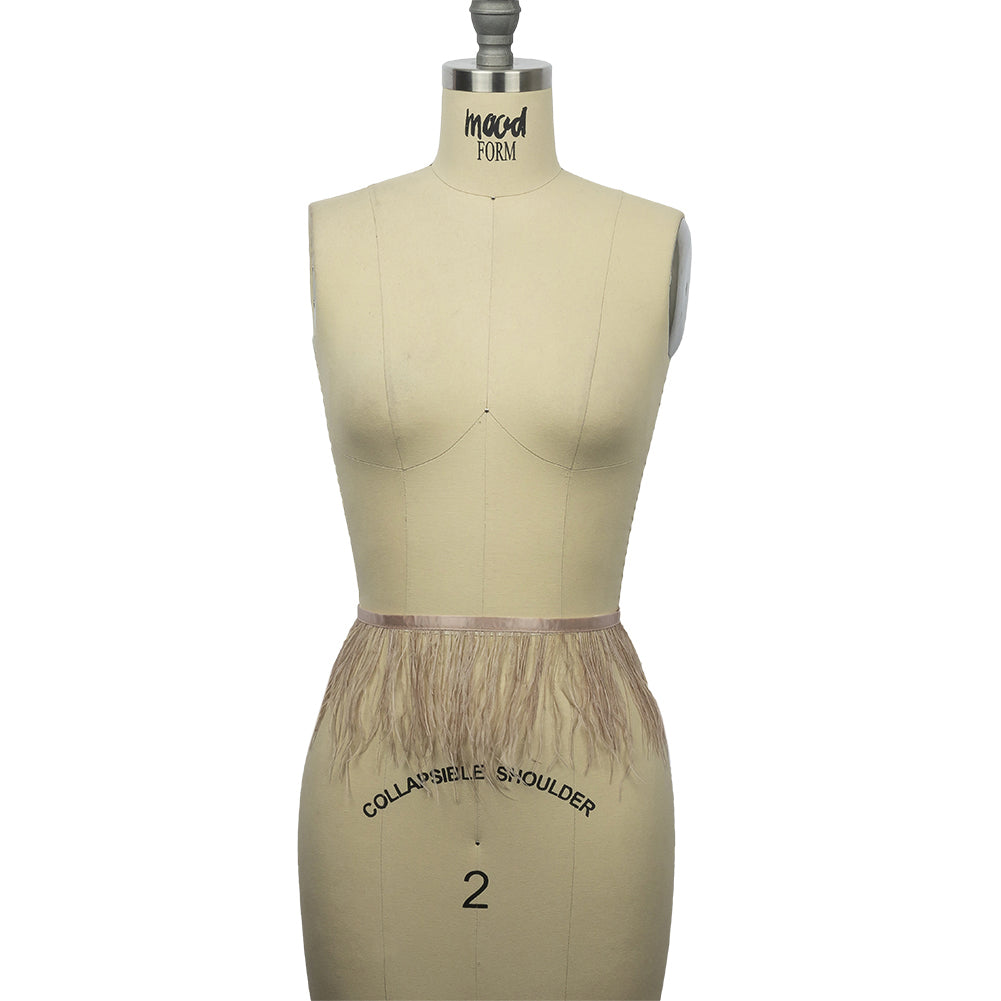 Ostrich Feather Fringe Trim 5" Single Ply - Light Taupe - Aviana Collection