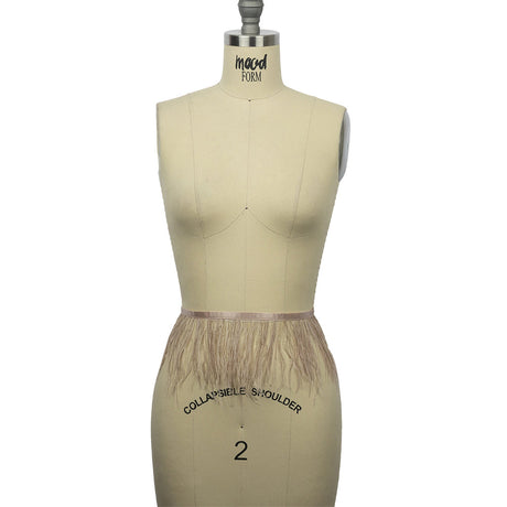 Ostrich Feather Fringe Trim 5" Single Ply - Light Taupe - Aviana Collection