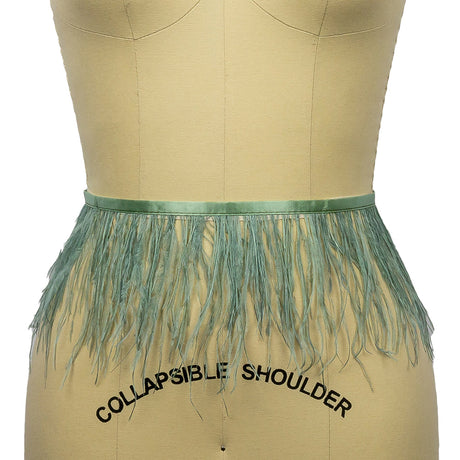 Ostrich Feather Fringe Trim 5" Single Ply - Jade - Aviana Collection