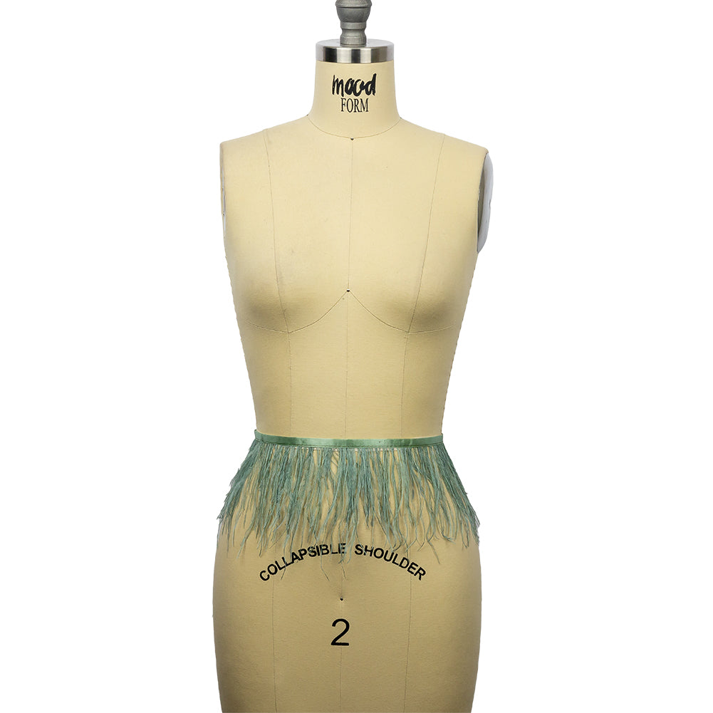 Ostrich Feather Fringe Trim 5" Single Ply - Jade - Aviana Collection
