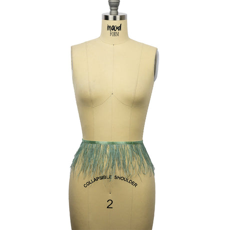 Ostrich Feather Fringe Trim 5" Single Ply - Jade - Aviana Collection